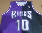 NBA 10 Mike Bibby 2001-02 Sacramento Kings split Maillot noir Violet imprimé